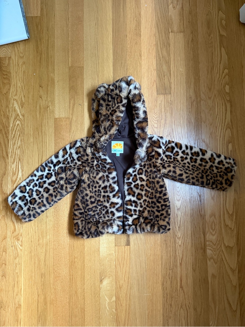 Girl’s Animal Print Faux Fur Coat Size 3T
